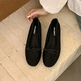 KYLETHOMASW  -  Fashion Lace Butterfly-Knot Women Flats Slip On Shoes Luxury Female Shallow Footwear Round Toe Ballet Flats Ladies Shoes Summer