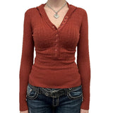 KYLETHOMASW  -  Casual Button Long-Sleeve T-Shirt Hoodie Knitwear for Women Autumn/Winter