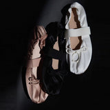 KYLETHOMASW  -  Women's Satin Ballet Flats Elegant Bow Mary Jane Shoes Elastic Strap Soft Sole Round Toe Daily Commute Ladies Flat Dress Shoes