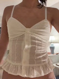 KYLETHOMASW  -  Sexy Lace See Through Crop Vest V Neck Single Breasted Halter Shirt Solid Casual Tank Top New Lady Spring Summer Tops