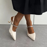 KYLETHOMASW  -  New summer fashion women's high heels pointed belt crystal slender high heels elegant and comfortable women's sandals large size