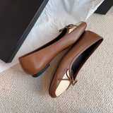 KYLETHOMASW  -  Retro Square Toe Bow Brand Low Heel Pumps Women Fashion Mixed Colors Flats Comfortable Shallow Moccasin Loafers Zapatos De Mujer