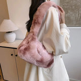 KYLETHOMASW  -  Female 2024 Autumn/Winter New Korean Color Contrasting Fashion Texture Versatile Plush One Shoulder Underarm Bag