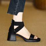 KYLETHOMASW  -  Spring Summer Fashion Women Chunky Heels Sandals Women Open Buckle Sandals Women Elegant Party Dress Shoes 413