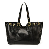 KYLETHOMASW  -  Retro Soft Leather Polka Dot Pleated Tote Bag Women Solid Color Large Capacity Shoulder Bag Versatile Daily Commuting Bag New