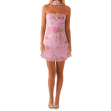 KYLETHOMASW  -  new model, fashion style, sweet temperament, printed scarf, mini dress