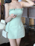 KYLETHOMASW  -  Mini Dresses Women Sleeveless Bowknot Chain Backless Spring Summer Slim French Style Elegant Dress Sweet Sexy Ladies