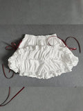 KYLETHOMASW  -  2025 New Strap Bow White Short Women Flower Bud Skirt Looks Thin Spicy Girl High Waist Sweet Summer Trend