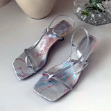 KYLETHOMASW  -  High Quality Original Designer Women Sandals Elegant Satin Floral Design Heels Ankle-Wrap Clip Toe Summer Sandals Dress Shoes