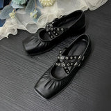 KYLETHOMASW  -  Cross-strap Shallow Mouth Ballet Shoes Women's Summer New Square Head Thick Heel Versatile Mary Jane Pumps High Heels
