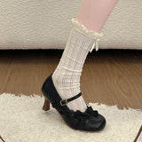 KYLETHOMASW  -  New Spring Thick Heel Women Mary Jane Shoes Fashion Butterfly-knot Buckle Strap Shoes Ladies Designer Luxury Dress Pumps