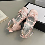 KYLETHOMASW  -  Butterfly-knot Lolita Women Mary Jane Shoes Elegant Round Toe Thick Heel Shoes Ladies Fashion Dress Pumps