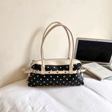KYLETHOMASW  -  Korean Style Polka Dot Small PU Leather Top Handle Bag Ladies Contrast Color Shoulder Crossbody Bags New Trend Handbag