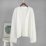 KYLETHOMASW  -  Solid V Neck Single Breasted Knit Cardigan Pocket Front Drop Shoulder 2025 Autumn Casual Women Coat Daily Cozy Chic Lady Sweater