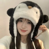 KYLETHOMASW  -  Sweet Hot Girl Cute Penguin Warm Hat Women's Winter Thickened Bomber Hats Fashion Female Trendy Accessories