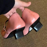 KYLETHOMASW  -  Pleated Square Toe Chunky Heel Mary Jane Shoes Women Bowknot Design Elegant Designer Heels for Ladies Comfort Buckle Party Shoes