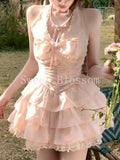 KYLETHOMASW  -  Japanese Fashion Pure Desire Sexy Dress Women New Design Slim Hang Neck Dresses Aesthetic Sweet Party Fairy Clothing Summer