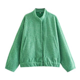 KYLETHOMASW  -  Standing Collar Buttons Women's Jackets Loose Long Sleeve Pockets Coats Solid Color Fold Tops Autumn Casual Outdoors Clothes