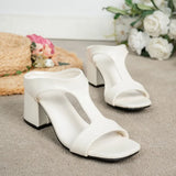 KYLETHOMASW  -  Square Toe Slippers Women Sandals High Heels Shoes Summer Trend Causal Shoes Shallow Dress Open Toe Slides Mujer Plus Size