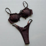 KYLETHOMASW  -  Sexy Women Swimsuit Swimwear Female Bikini Set Beads Biquini Bathing Suit "Push Up Bikinis Dot Swimming Suit Beachwear"