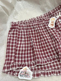 KYLETHOMASW  -  Red Plaid Ruffles Shorts Woman Summer Buttons Bow Elastic Low Waist Cotton Straight Pant Casual Sweet Preppy Style Short Pants