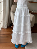 KYLETHOMASW  -   Gentle Lace Cake Skirts Women New Sweet Summer Florals 2024 Chic Casual Vacation Loose Ruffles High Waist Slim
