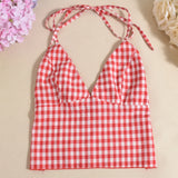 KYLETHOMASW  -  Three Sisters Summer Fashion Sexy Casual Party Prom Vacation Seaside Woman Clothing Checkered Pattern 2 Piece Sets Woman Outfit