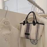 KYLETHOMASW  -  Korean Retro Stripe Handbag Women Lightweight Large Capacity Tote Bag Ladies Everyday Commute Lightweight Crossbody Bag