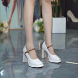 KYLETHOMASW  -  Women Shoes 2025 Spring Pumps Latest Mary Jane Basketball Platform Chunky Sandals Casual Heels Footwear New Lolita Thick Block C