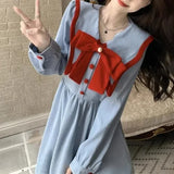 KYLETHOMASW  -  French Women's Clothing Peter Pan Collar Age Reduction Bow Spring Autumn New Long Sleeve Chic All-match Lolita Lelegant Dress
