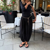 KYLETHOMASW  -  Women Casual Solid High Waist Pleated Balloon Long Pants Women Y2k Baggy Bloomers Solid Color High Waist Loose Fit Capris
