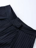 KYLETHOMASW  -  High Waist Striped Wide-Leg Pants For Woman Loose Irregular Floor-Length Trousers Single Bitton Pockets Fashion Casual Clothes