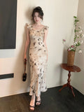 KYLETHOMASW  -  2024 Summer French Elegant Midi Dress Women Office Lady Y2k Causal Retro Party Dress Korean Fashion Vintage Print Slim Dress New