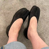KYLETHOMASW  -  Spring Summer Microfiber Leather Split Toe Women Pumps Fashion Pleated 3.5cm Low Heeled Tabi Soft Soles Loafers Shoes