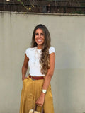 KYLETHOMASW  -  Minimalist Gold Satin Wide Leg Pants Women's French Office Ladies Lazy High Waist Loose Pants Trousers Women