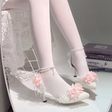 KYLETHOMASW  -  Elegant woman heeled shoes pink wedding bridal heels for ladies rose Lolita cosplay heels y2k cutecore dress shoes