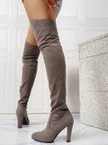 KYLETHOMASW  -  Spring New Suede High Shaft Winter Chunky Heel Over-the-Knee Boots