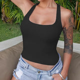 KYLETHOMASW  -  Basic Y-shaped backless square neck vest American street personality spicy girl women's solid color short top