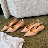 KYLETHOMASW  -  Summer Spring Shallow Pointed Toe Women Pumps Sandals Elegant Comfortable Chunky Low Heels Banquet Party Mules Shoes