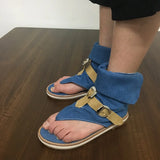 KYLETHOMASW  -  Blue  Shoes Buckle Gladiator Sandals Women Summer Jeans Boots booties sandalias Size 43