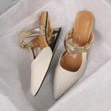 KYLETHOMASW  -  Absolutely Beautiful Slip-on Pointed Toe Sandals for Women, Outdoor Half-slippers, Summer French-style High-heeled Sandals