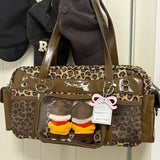 KYLETHOMASW  -  Transparent Casual Ita Bags Leopard Patchwork Harajuku Underarm Bag Women Y2k Aesthetic Fashion Ins Shoulder Handbags Streetwear