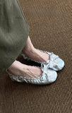 KYLETHOMASW  -  Red Bow Pleated Design Brand Ballet Flat Shoes Women Retro Round Toe Shallow Mary Jane Shoes Comfortable Moccasin Casual Shoes