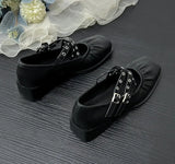 KYLETHOMASW  -  Cross-strap Shallow Mouth Ballet Shoes Women's Summer New Square Head Thick Heel Versatile Mary Jane Pumps High Heels