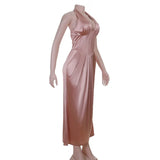 KYLETHOMASW  -  New Slim-fit Long Dress Satin Waist V-neck Dress