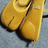 KYLETHOMASW  -  Women's Suede Mary Jane Flats Strap Design Split - Toe Comfortable Casual Shoes Stylish Daily/Lounge Footwear