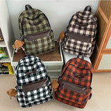 KYLETHOMASW  -  Bow Plaid Mochila  High Capaci Bag Student Laptop Mochilas Mujer Japanese Vintage Bolsas Fashion Simple Bags for Woman Backpack