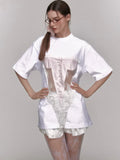 Kylethomasw Lace Hollow Out Oversized T Shirt Women Bikini Perspective Streetwear Tops American Retro Fashion Y2k Aesthetic Clothes