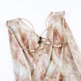 KYLETHOMASW  -  Neck Sling Skirt Printed Halter Strap Design Deep V-neck Dress