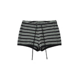 KYLETHOMASW  -  Vintage Striped Knit Shorts Women Drawstring Low Waist Casual Summer Wear